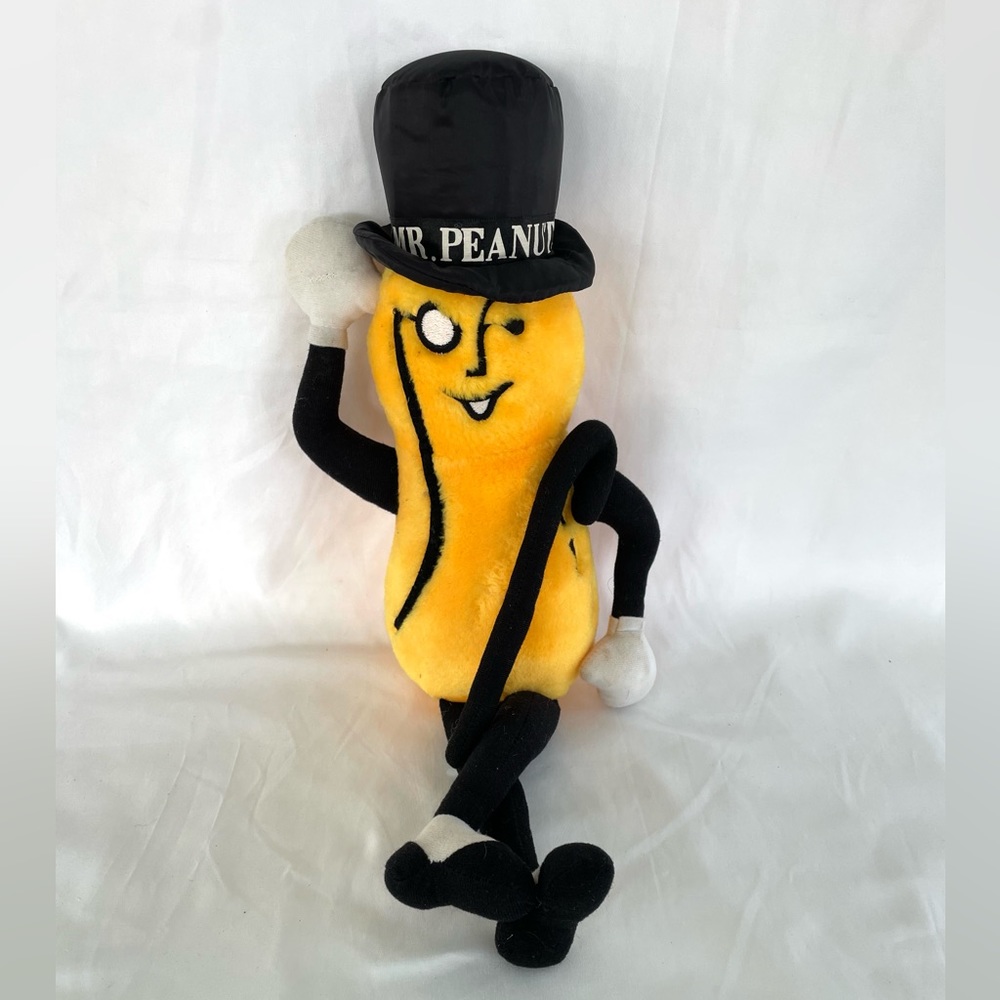 Vintage 19”Nabisco Mr. Peanut Plush Cloth Doll Toy w/ Cane EUC